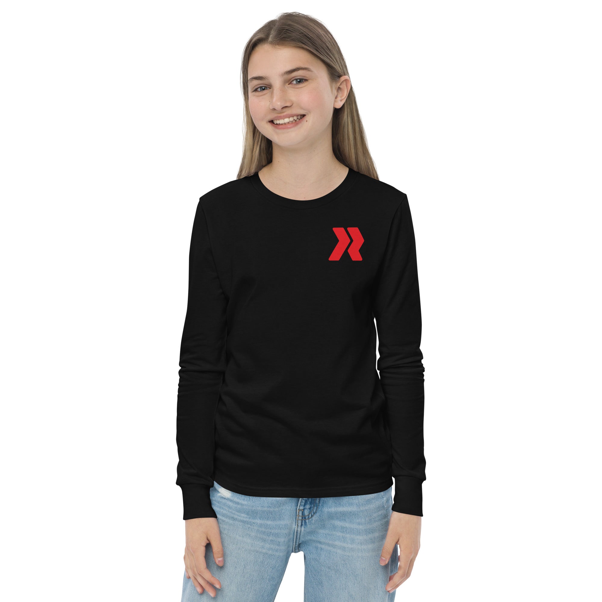 Logo Red- Black Youth long sleeve tee