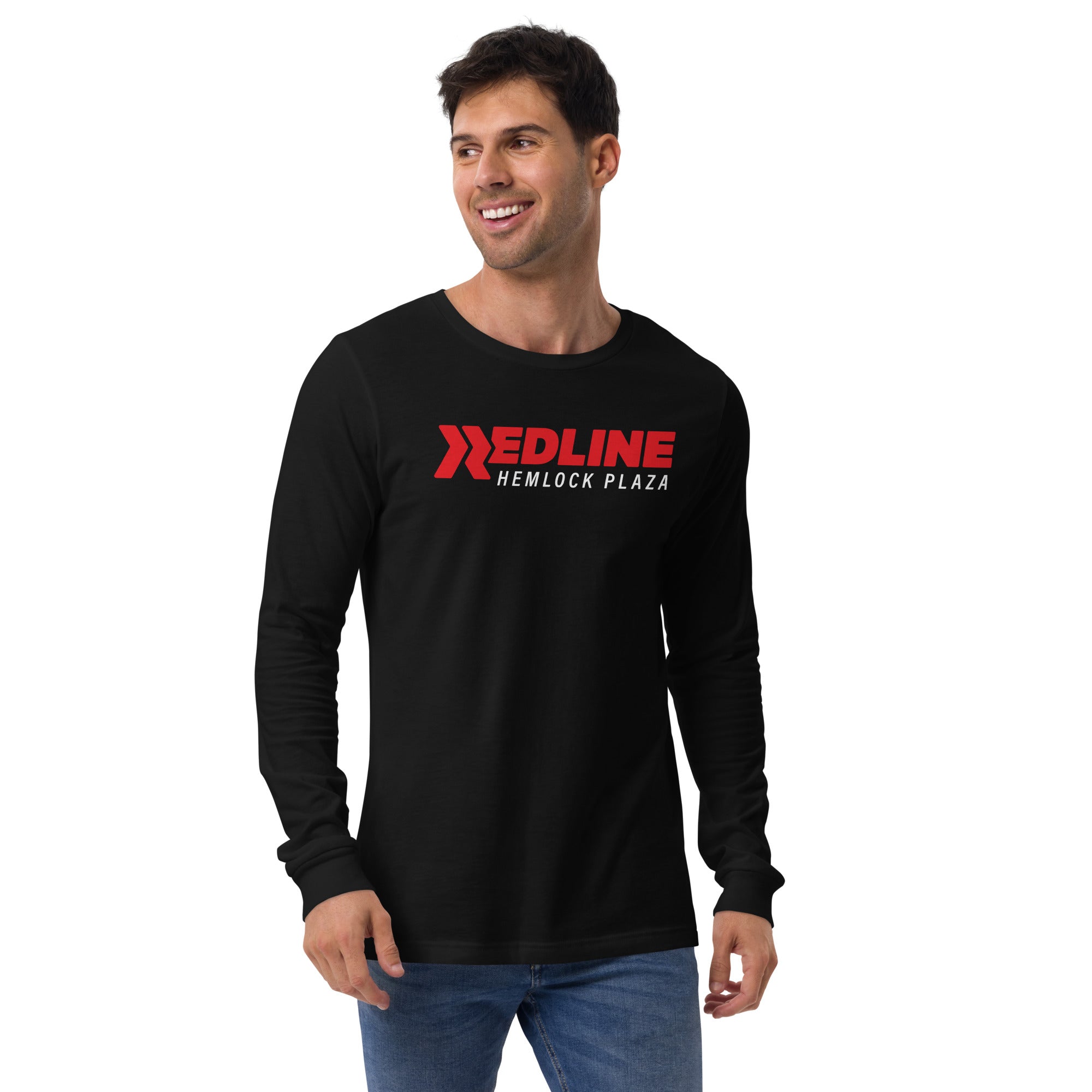 Hemlock Plaza Logo R/W - Black Unisex Long Sleeve Tee