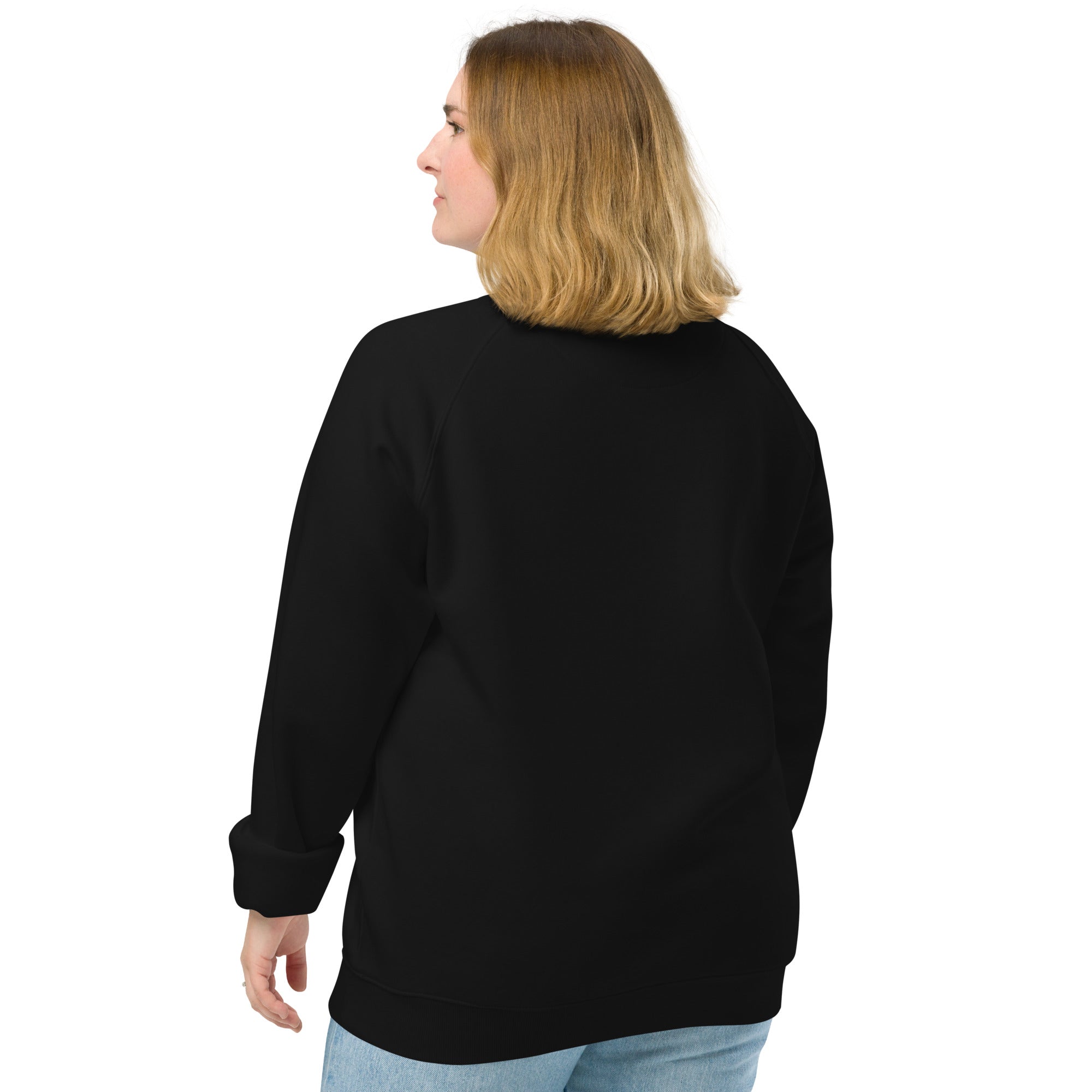 Delaware Logo W - Black Unisex organic raglan sweatshirt