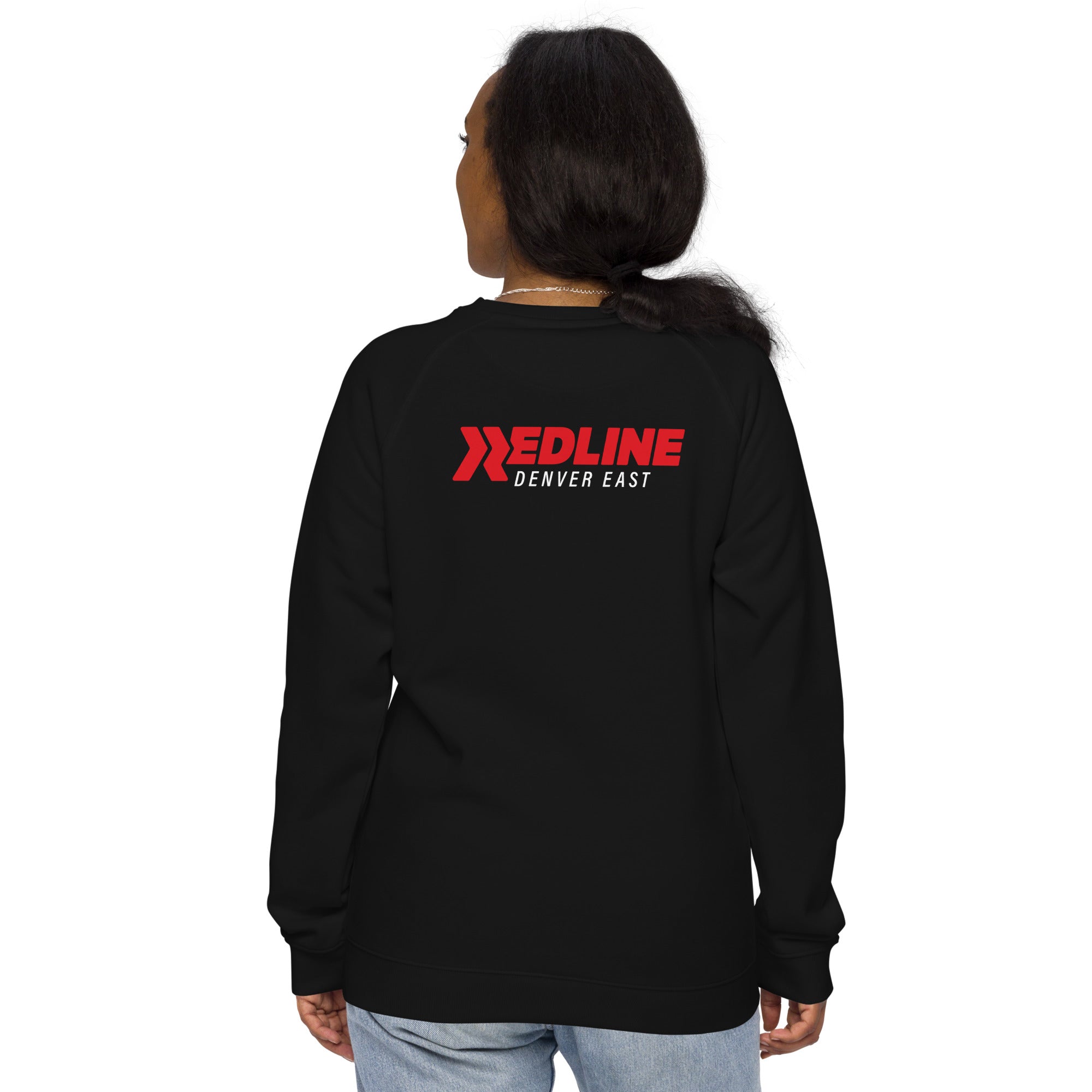 Denver East Logo R - R/W - Black Unisex organic raglan sweatshirt