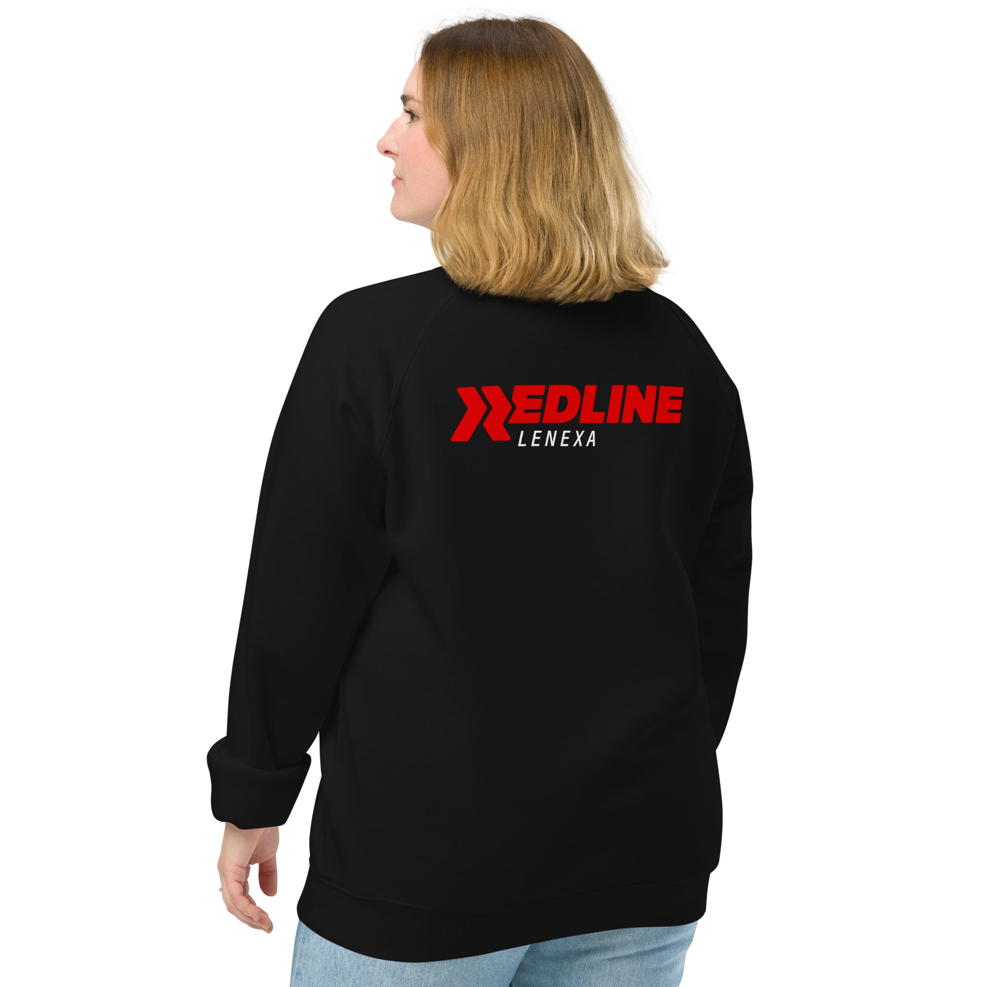 Lenexa Logo R - R/W - Black Unisex organic raglan sweatshirt