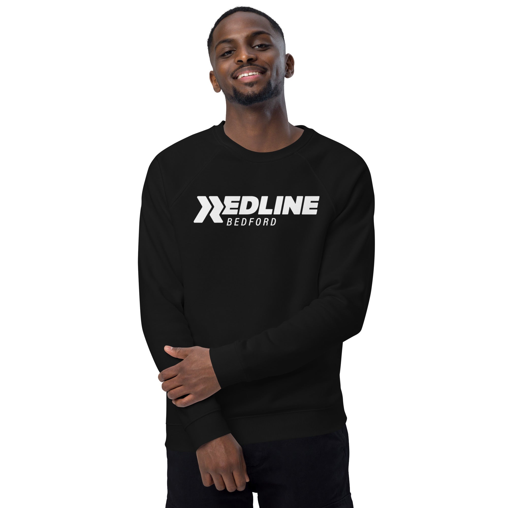 Bedford Logo White - Black Unisex organic raglan sweatshirt