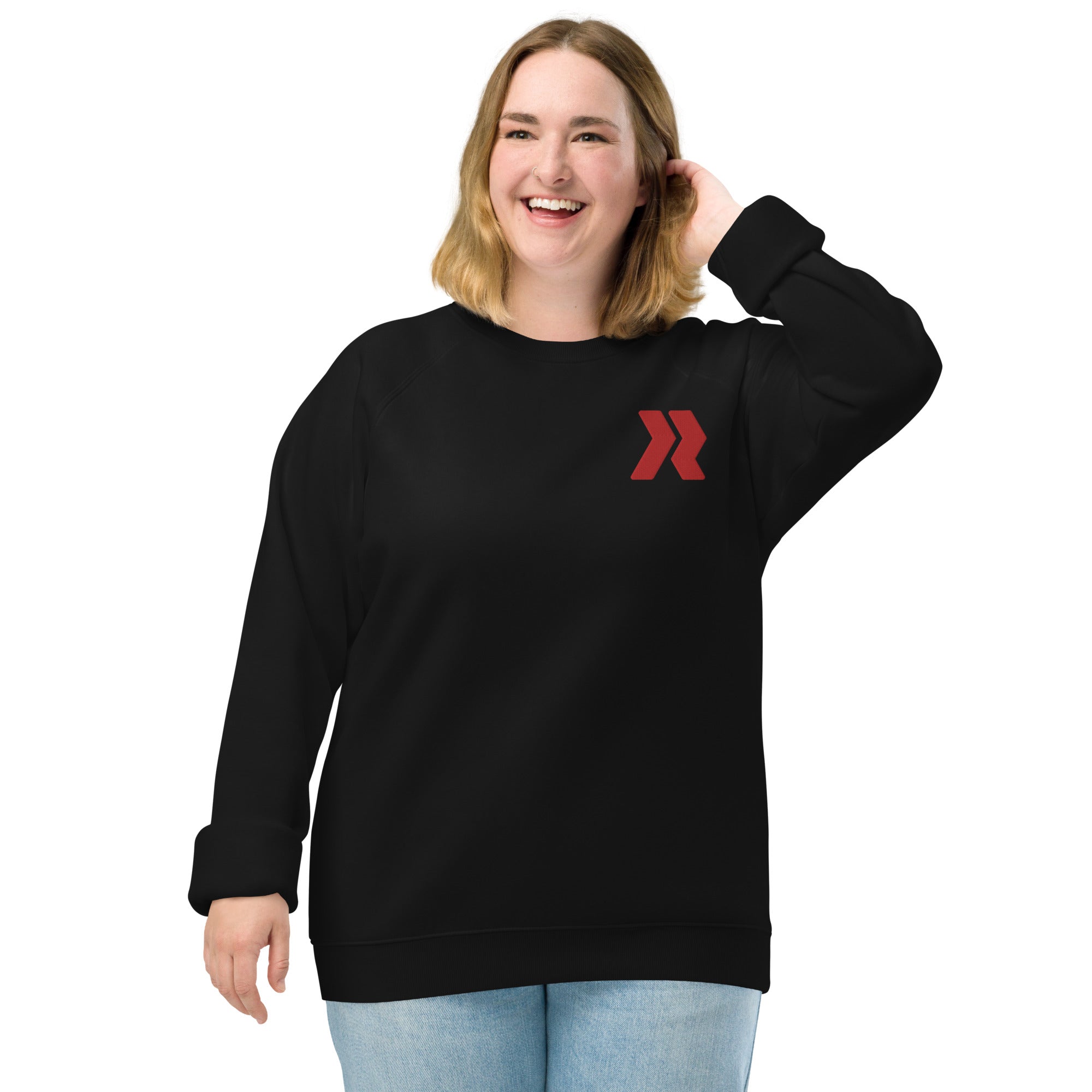Embroidery Logo - Unisex organic raglan sweatshirt