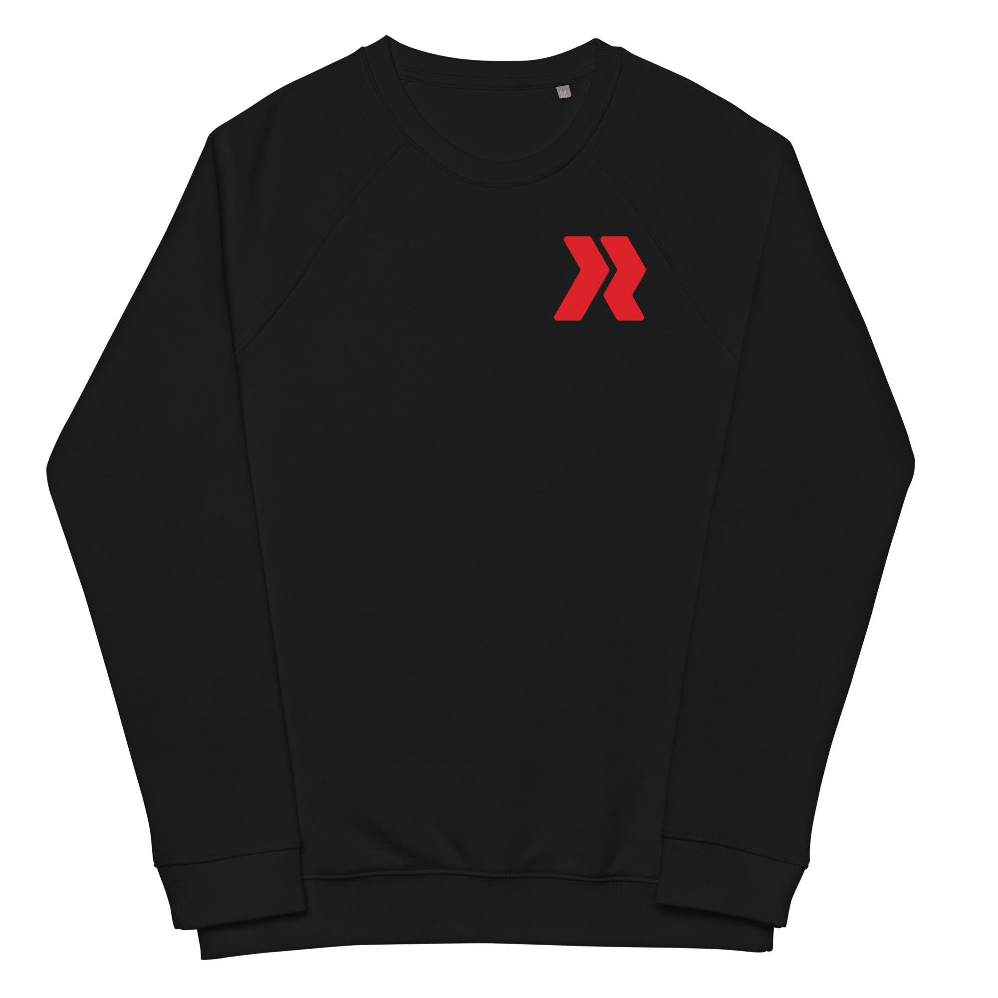 AC Logo Red - R/W Back - Black Unisex organic raglan sweatshirt