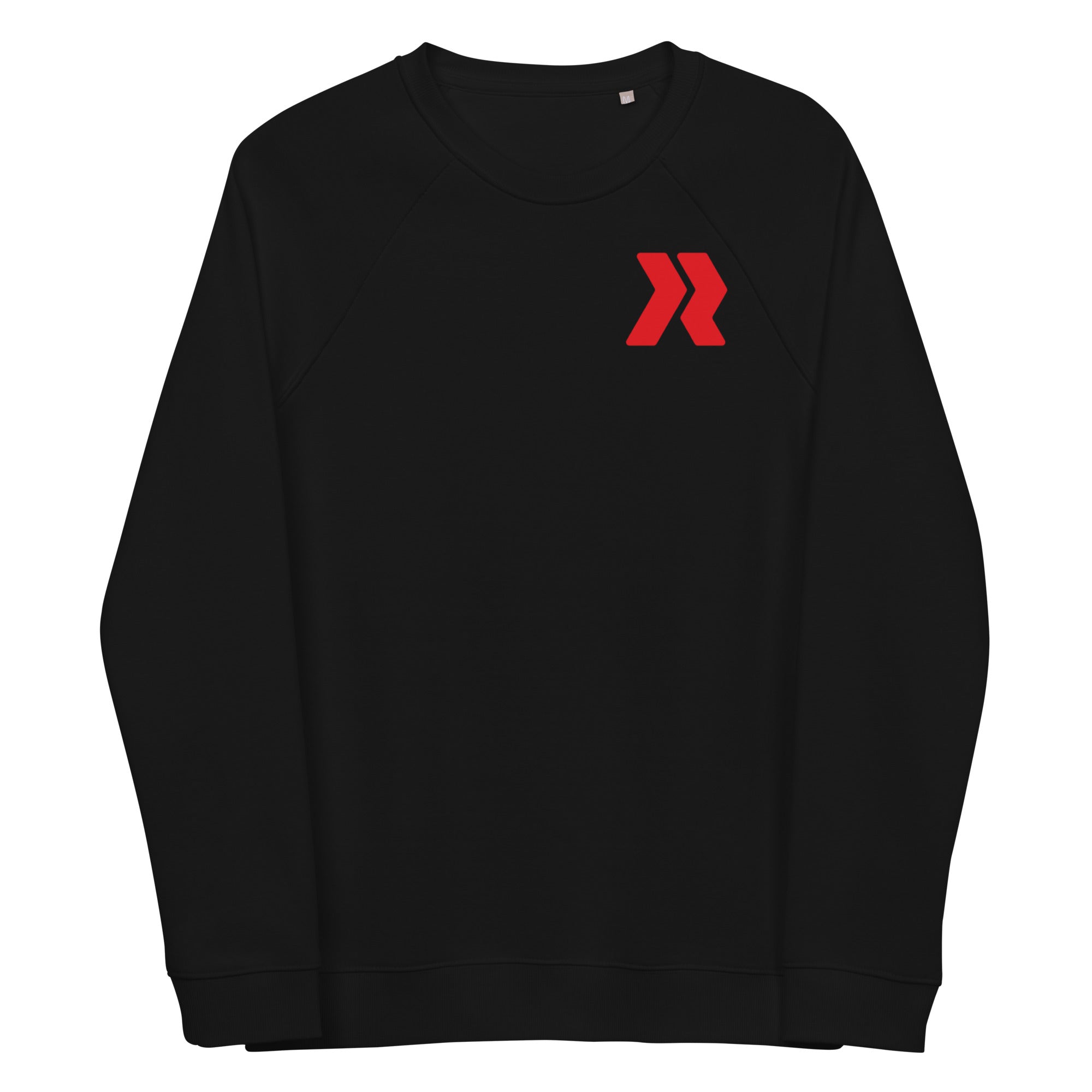 Bedford Logo Red - Back R/W - Black Unisex organic raglan sweatshirt