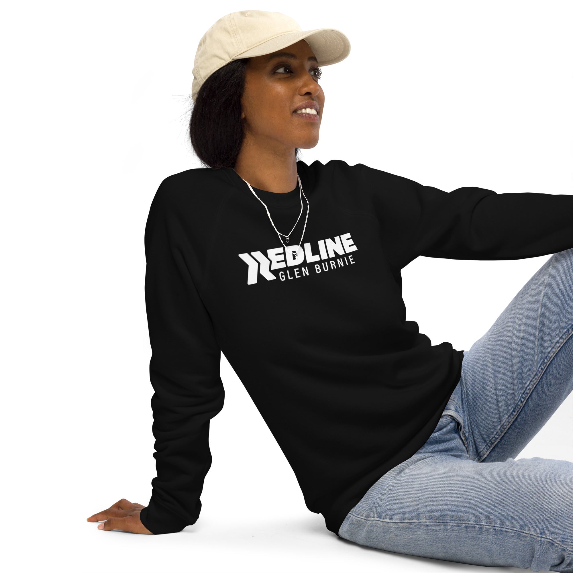 Glen Burnie Logo W - Black Unisex organic raglan sweatshirt