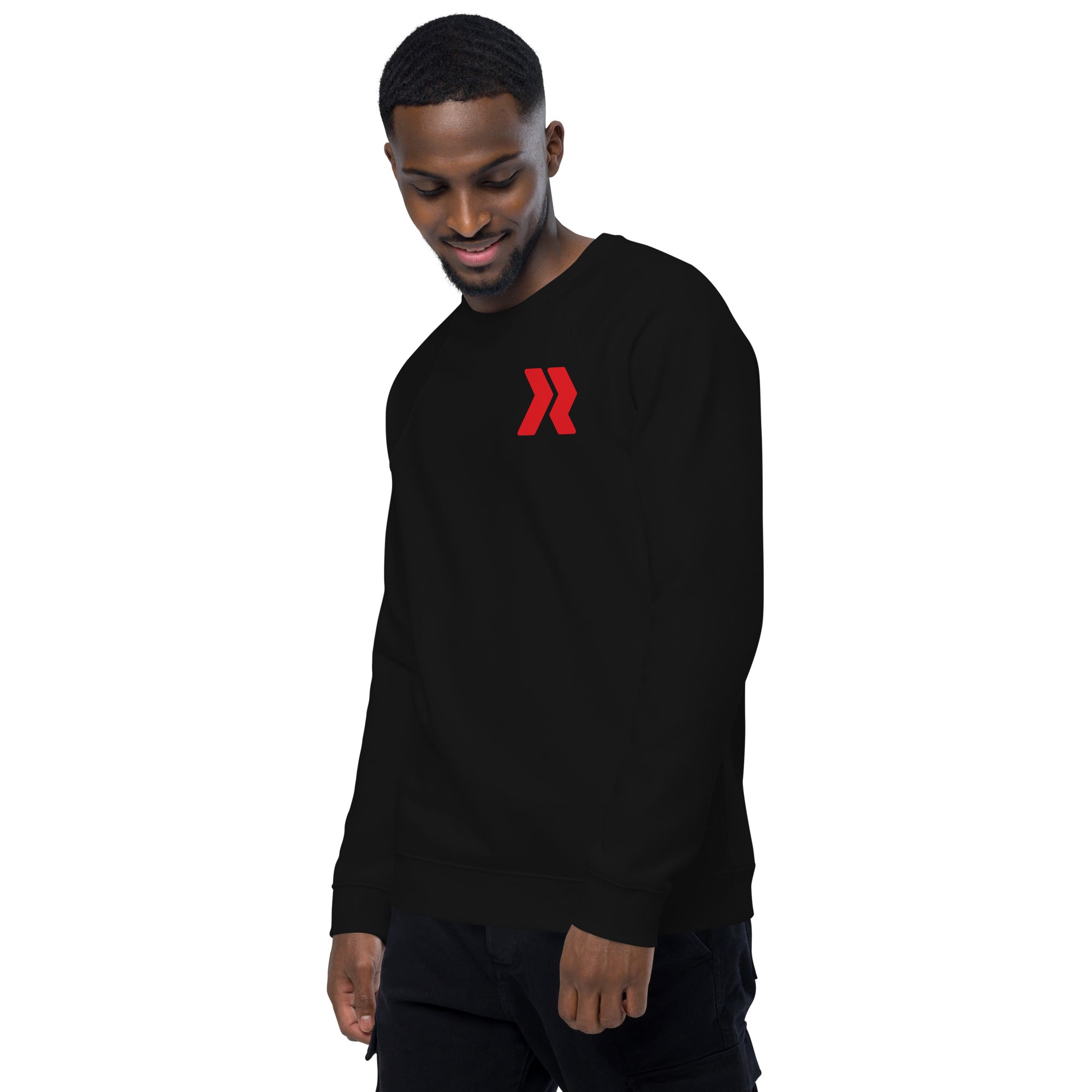 CB Logo R - R/W - Black Unisex organic raglan sweatshirt