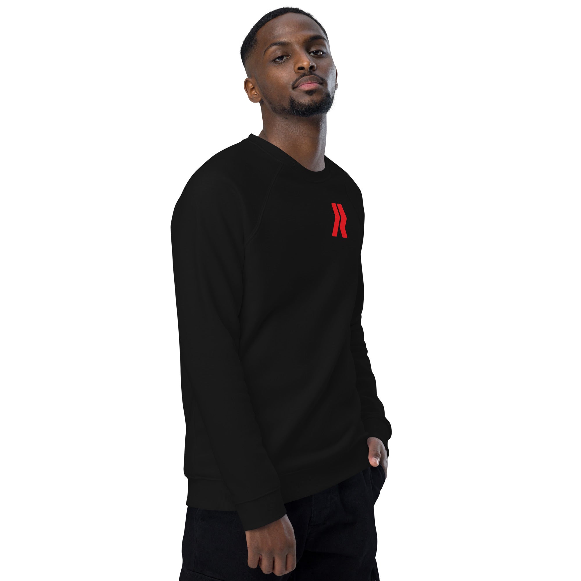 Carrollwood Logo R - R/W - Black Unisex organic raglan sweatshirt