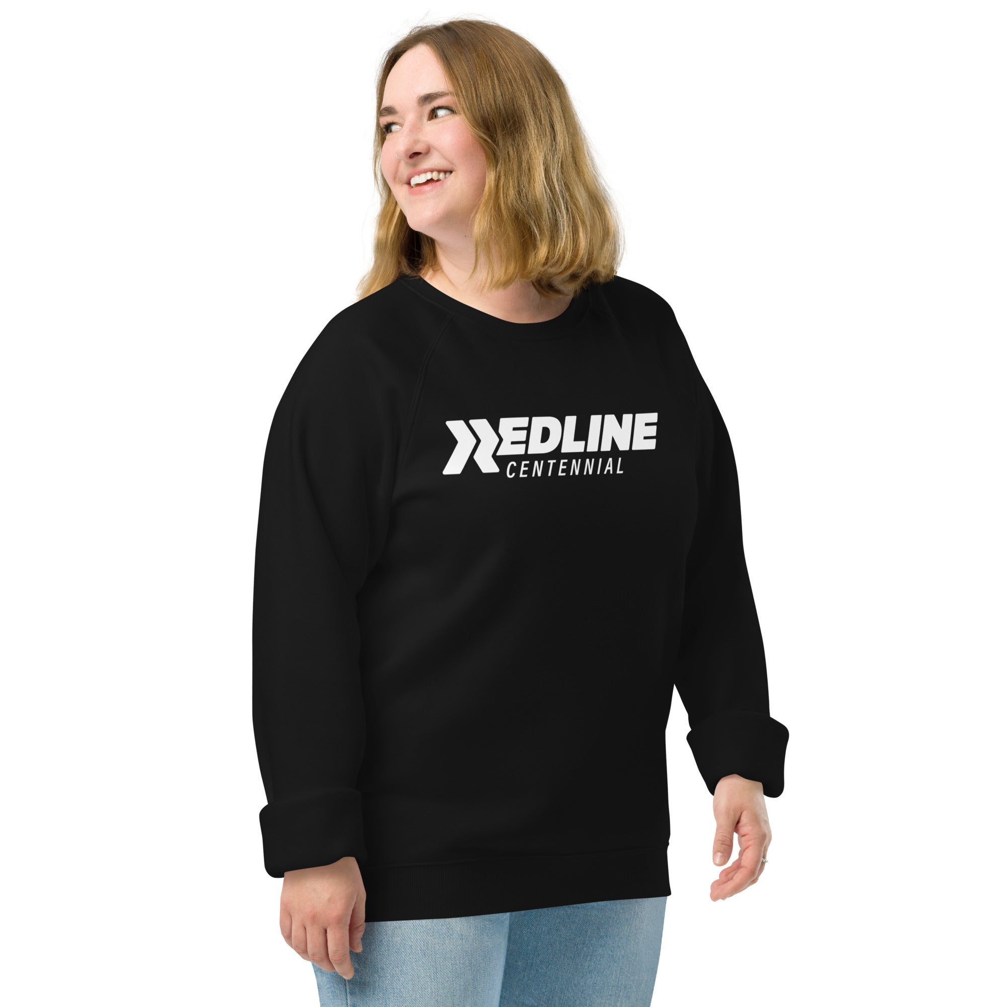 Centennial Logo W - Black Unisex organic raglan sweatshirt