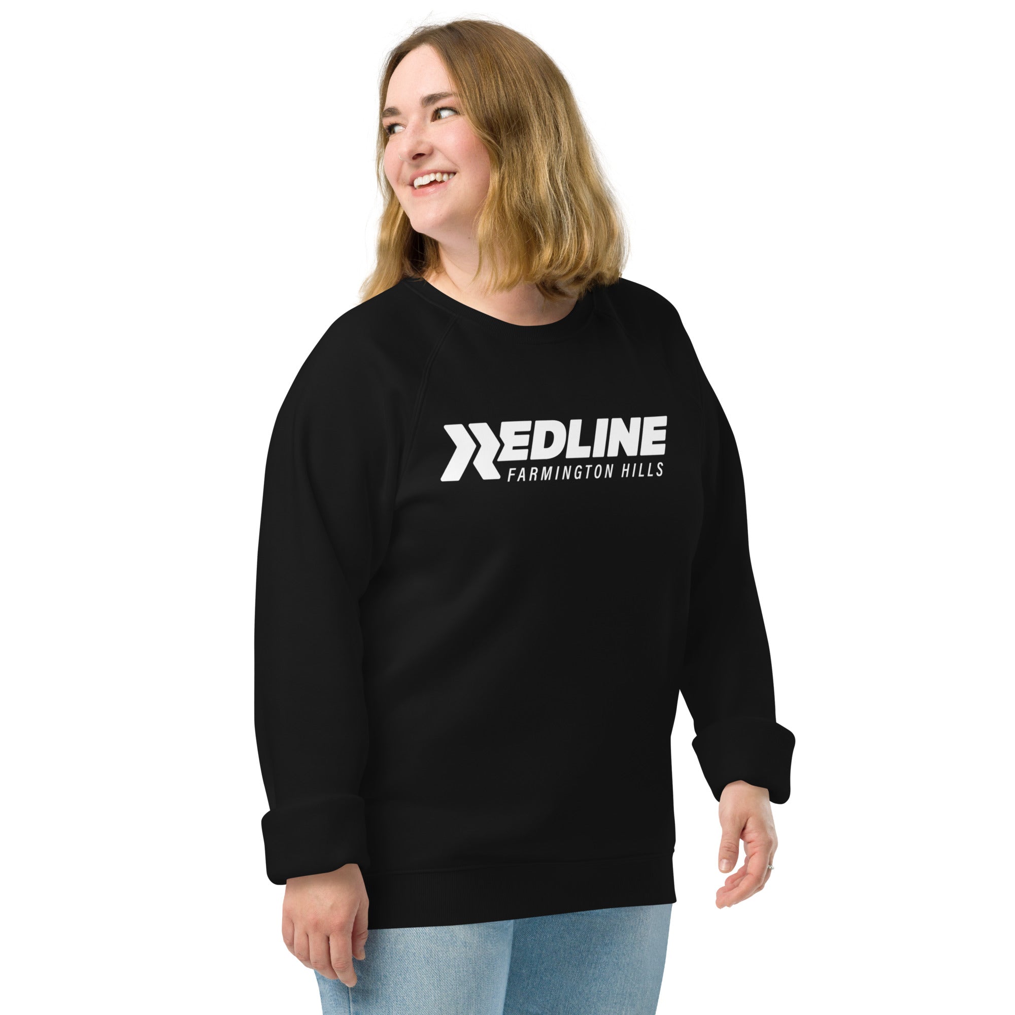 FH Logo W - Black Unisex organic raglan sweatshirt