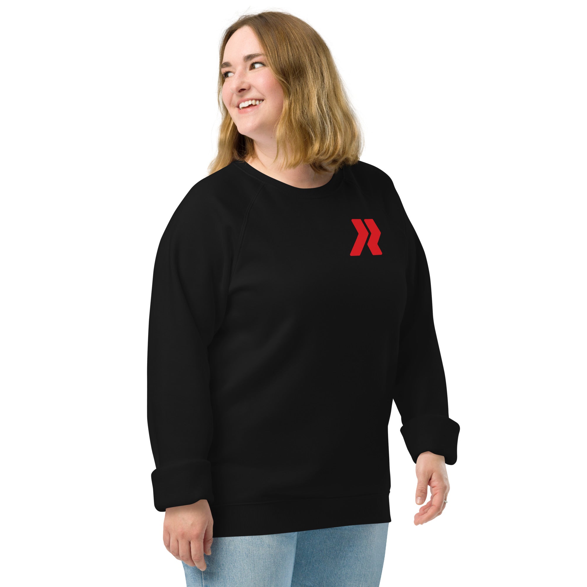 Peachtree Corners Logo R - R/W - Black Unisex organic raglan sweatshirt