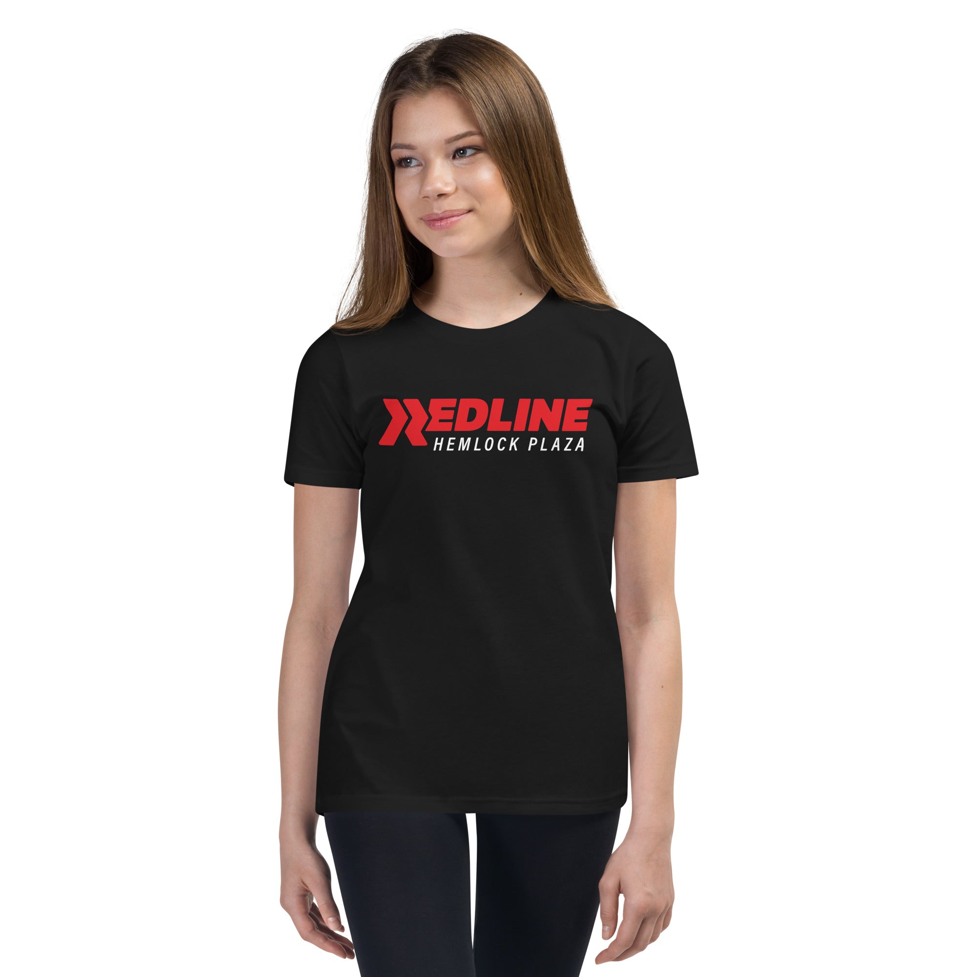 Hemlock Plaza Logo R/W - Black Youth Short Sleeve T-Shirt