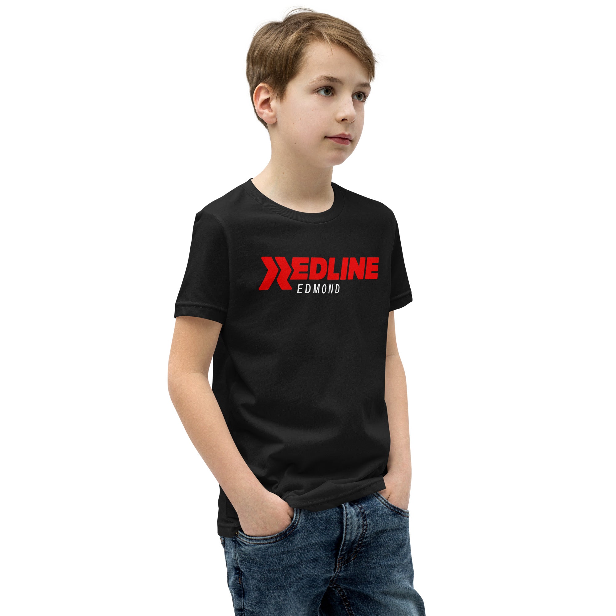 Edmond Logo R/W - Black Youth Short Sleeve T-Shirt