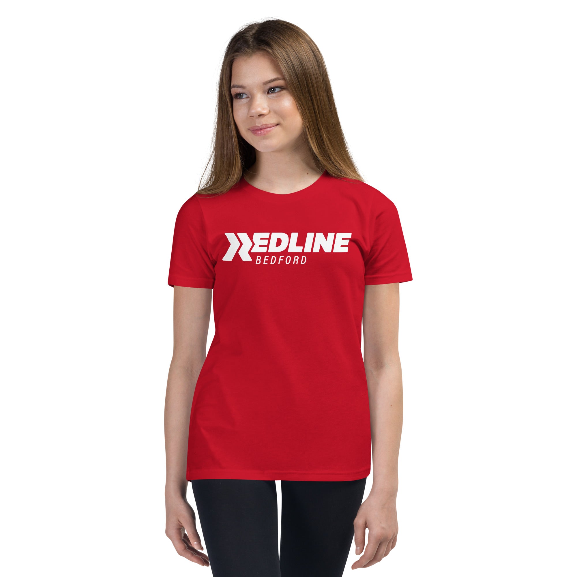 Bedford Logo White - Red Youth Short Sleeve T-Shirt