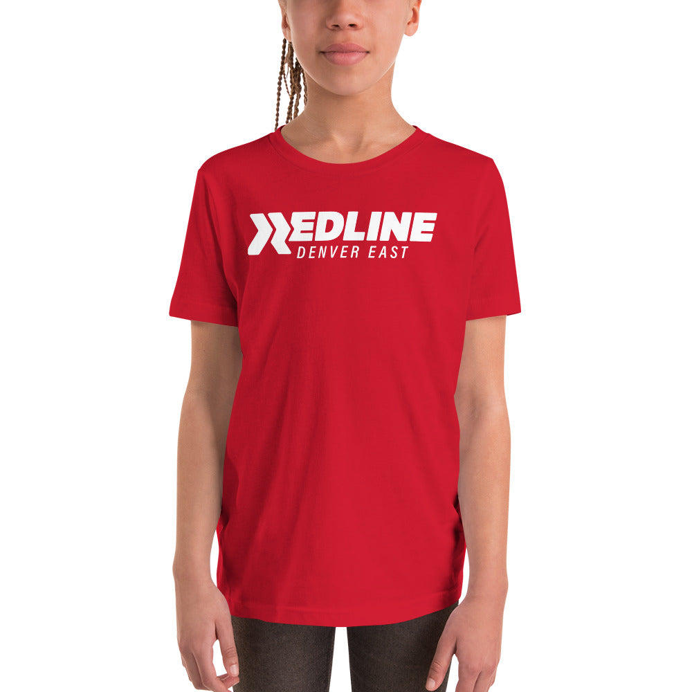 Denver East Logo W - Red Youth Short Sleeve T-Shirt