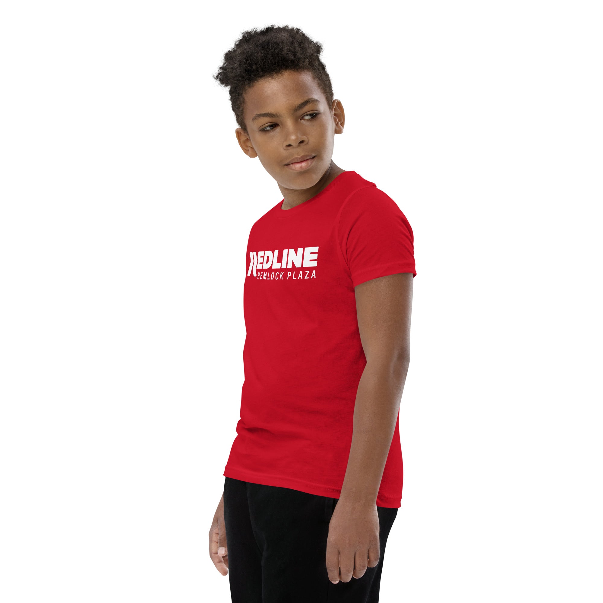 Hemlock Plaza Logo W - Red Youth Short Sleeve T-Shirt