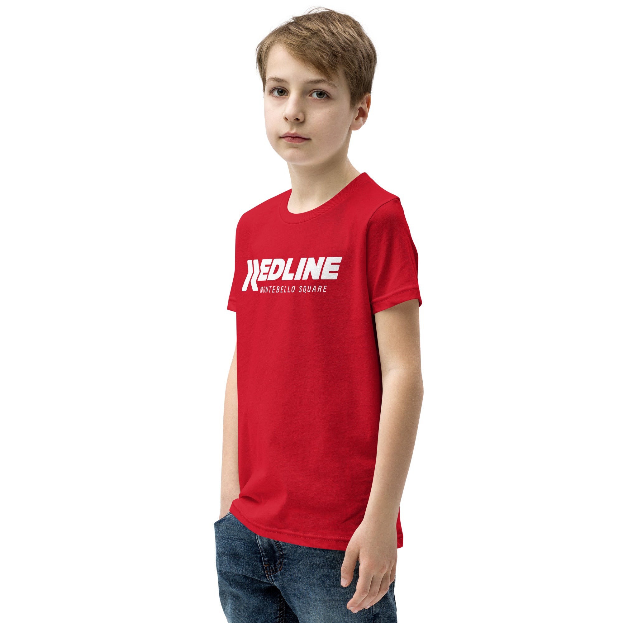 Montebello Square Logo W - Red Youth Short Sleeve T-Shirt