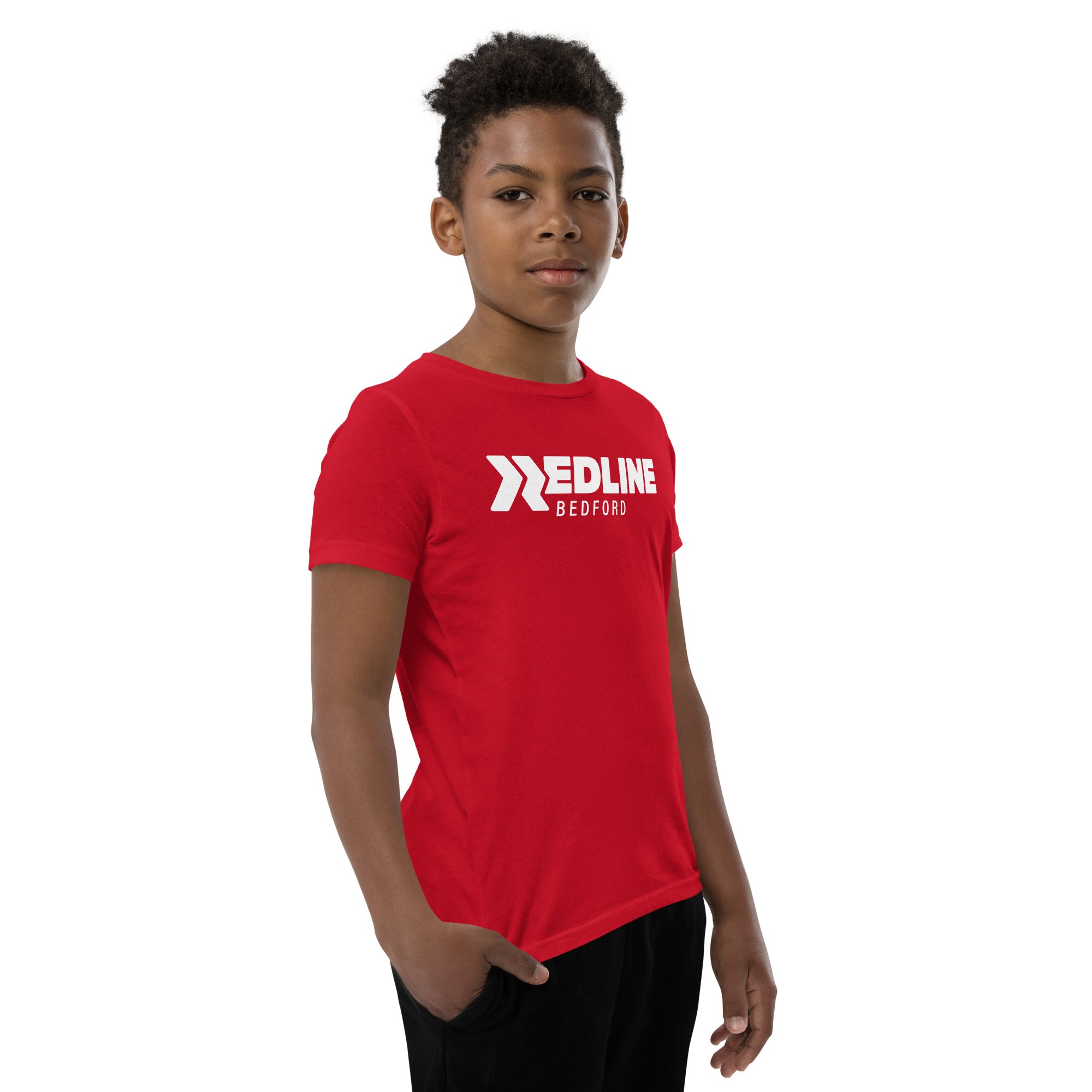 Bedford Logo White - Red Youth Short Sleeve T-Shirt