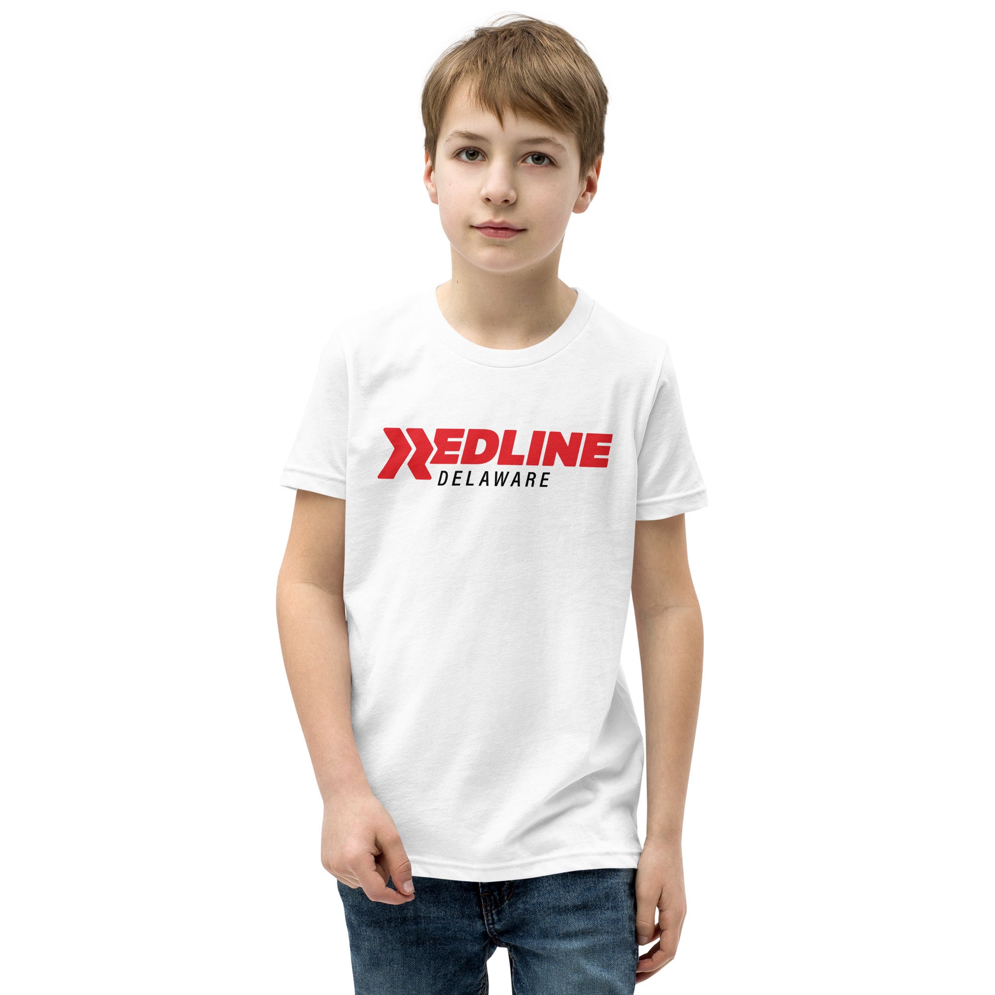 Delaware Logo R/B - White Youth Short Sleeve T-Shirt