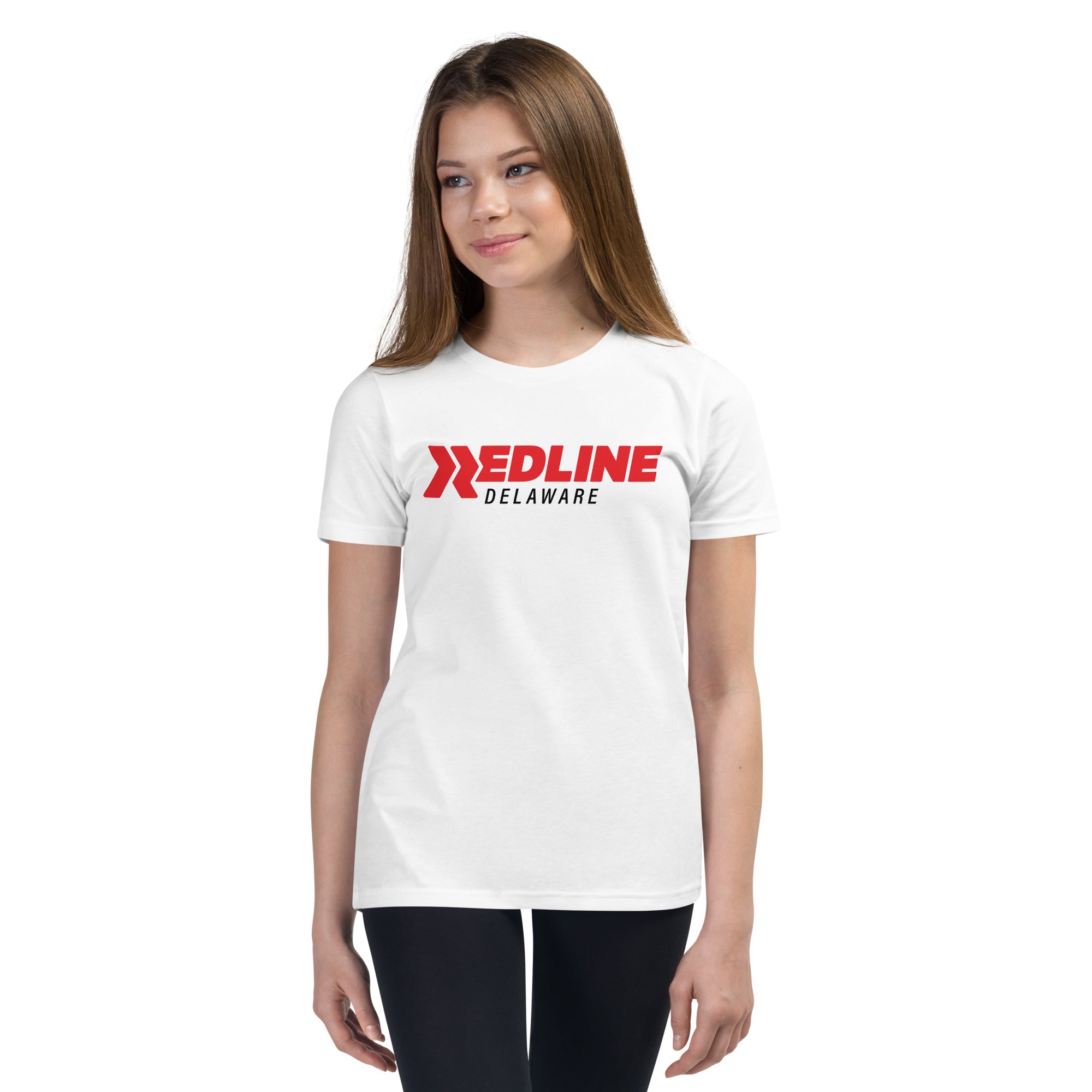 Delaware Logo R/B - White Youth Short Sleeve T-Shirt