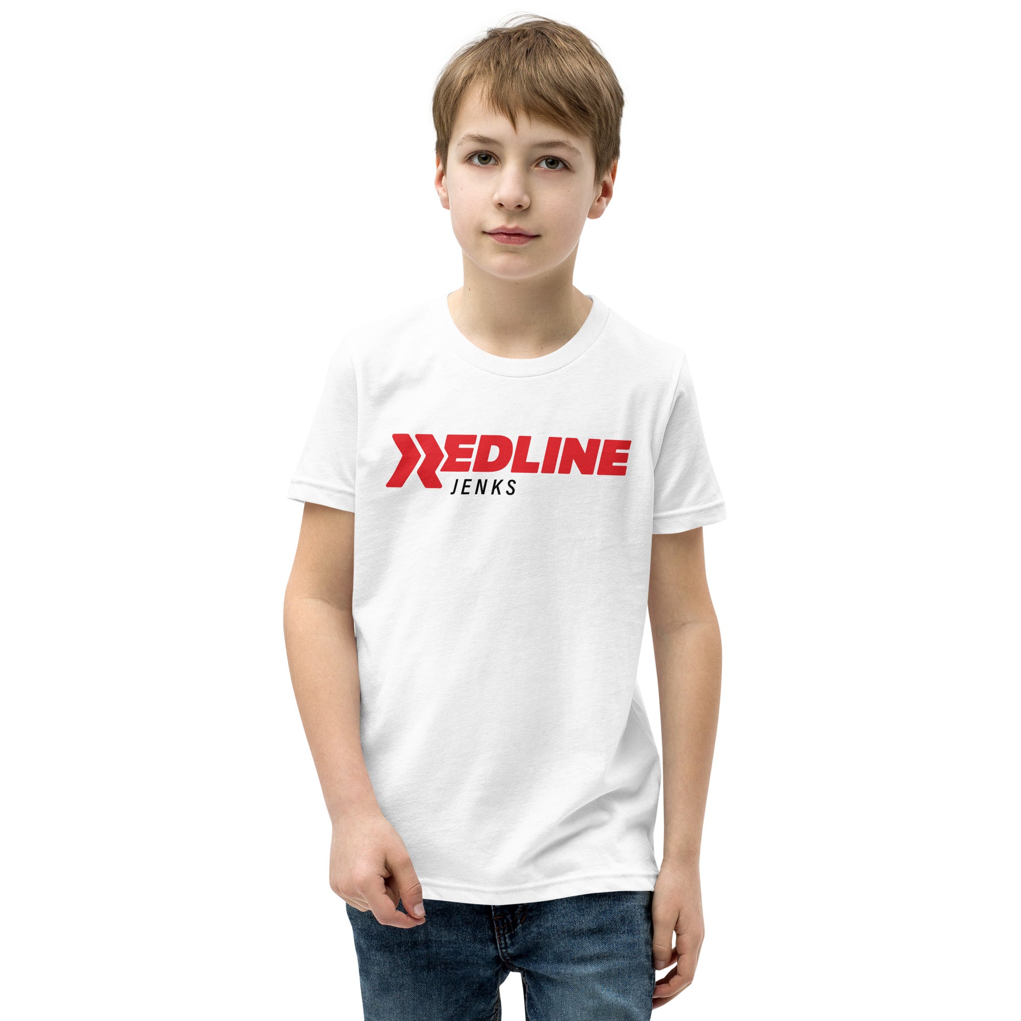 Jenks Logo R/B - White Youth Short Sleeve T-Shirt