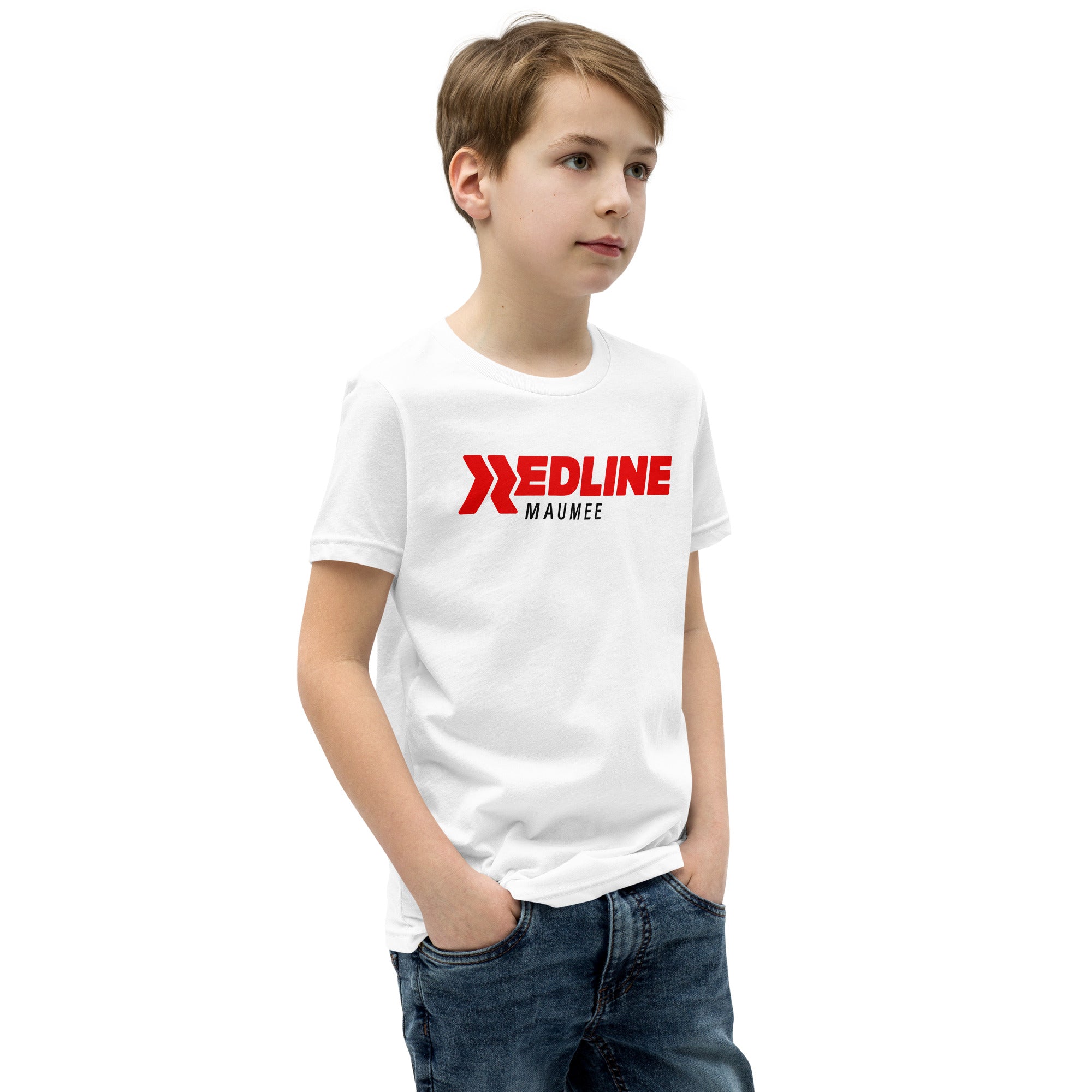 Maumee Logo R/B - White Youth Short Sleeve T-Shirt