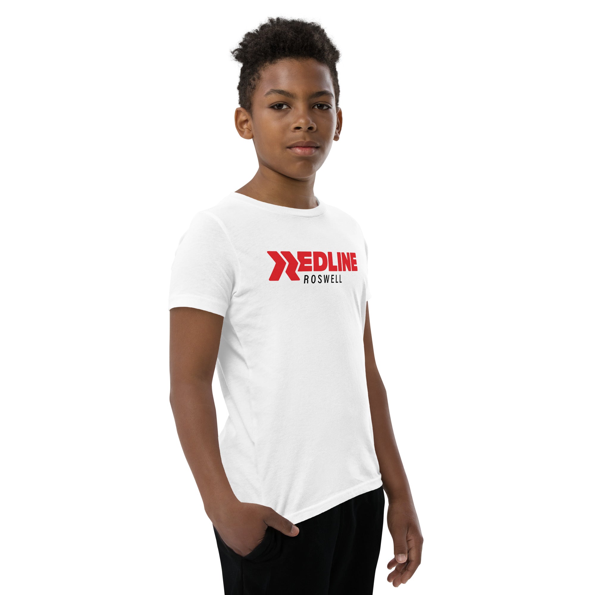 Roswell Logo R/B - White Youth Short Sleeve T-Shirt